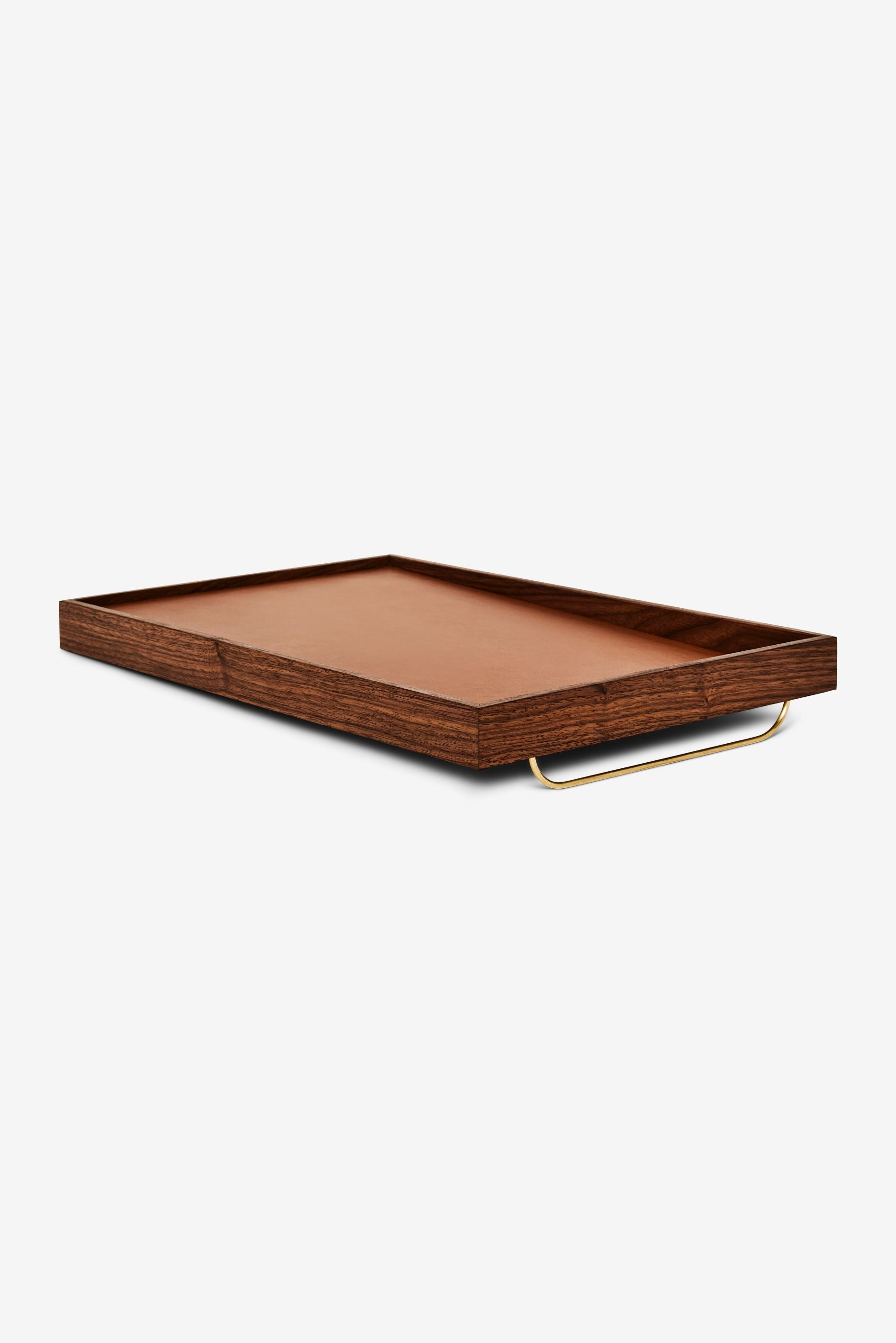 Tray JN23 in walnut, leather, and brass